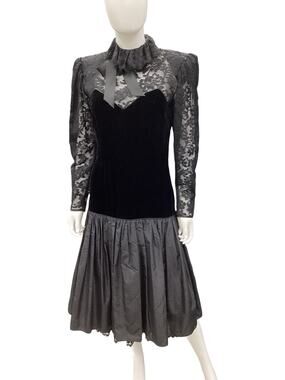 Vintage Emanuel Ungaro Parallele Paris Dress Women’s Size S Velvet Taffeta &Lace